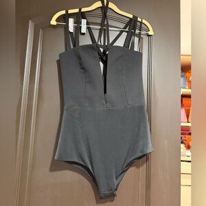 AQ/AQ Black Strappy One-Piece Bodysuit